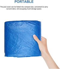 Round Pool Cover 495cm Foldable Drawstring Solar Heat Insulation â Blue