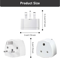 India To UK Adapter, 2PCS India To Uk Plug Adapter For Business Family Travel Outdoor, India To Uk Plug Adapter 3 Pin With 5A Fuse For Business Family Travel Outdoor (White)
