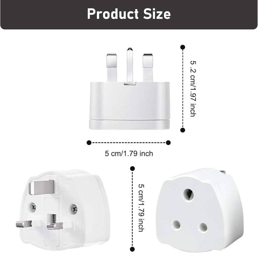 India To UK Adapter, 2PCS India To Uk Plug Adapter For Business Family Travel Outdoor, India To Uk Plug Adapter 3 Pin With 5A Fuse For Business Family Travel Outdoor (White)