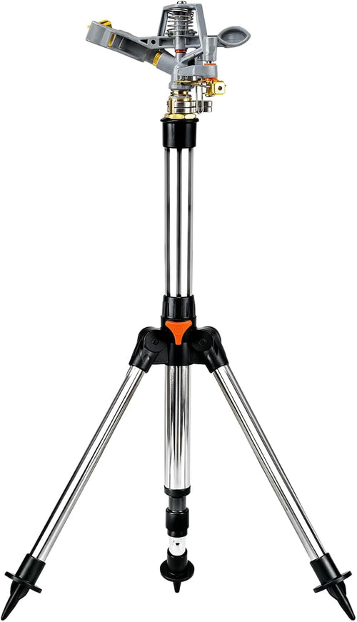 Pulsating Lawn Sprinkler Tripod 450mÂ² Coverage Adjustable Spray - 90cm
