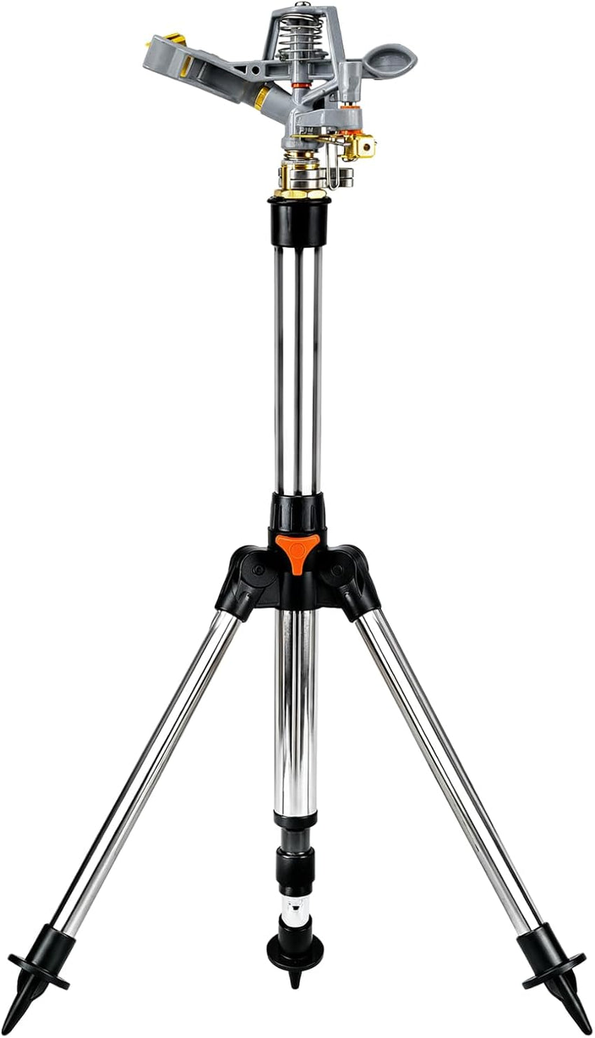 Pulsating Lawn Sprinkler Tripod 450mÂ² Coverage Adjustable Spray - 90cm