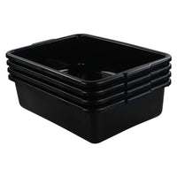 Teyyvn 13 L Plastic Commercial Bus Tub, Set of 4 Shallow Washing Up Bowls, Black
