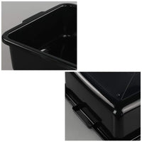Teyyvn 13 L Plastic Commercial Bus Tub, Set of 4 Shallow Washing Up Bowls, Black