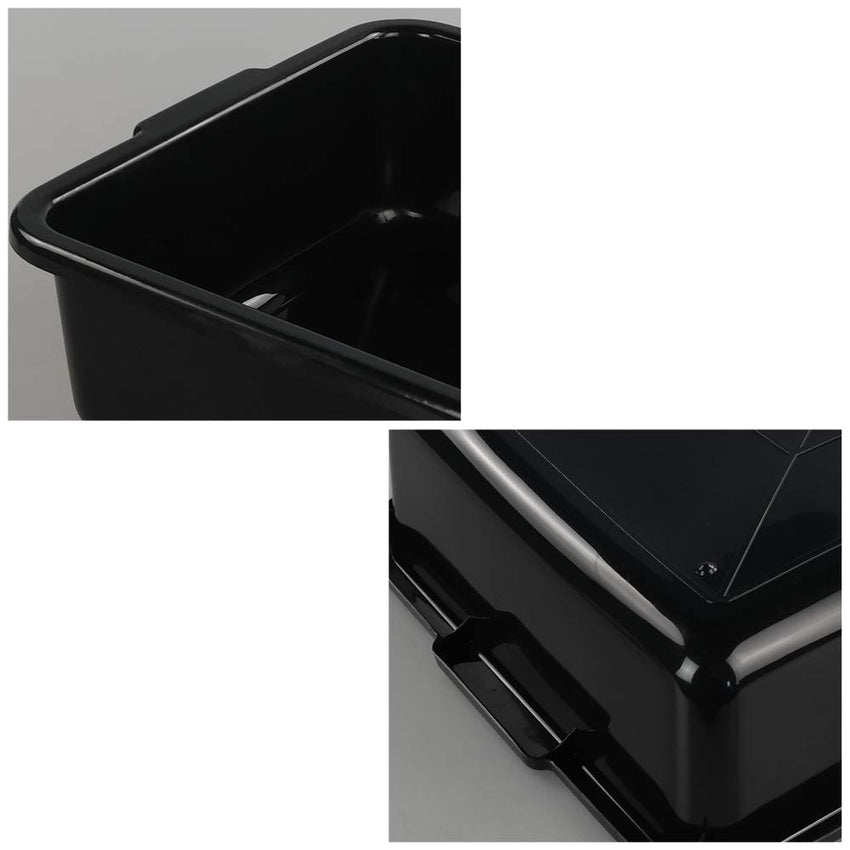 Teyyvn 13 L Plastic Commercial Bus Tub, Set of 4 Shallow Washing Up Bowls, Black