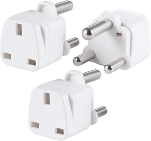2-Pack UK to South Africa Plug Adapters South Africa Power Converter Grounded Universal Travel Adapter 3 Pin South Africa, Ghana, Bahrain, Mauritius etc International Type M Plug (White)