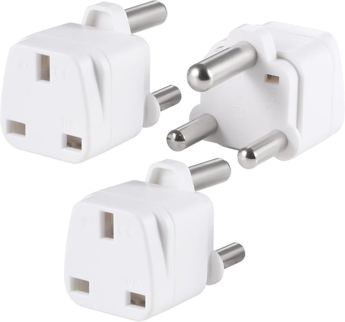 2-Pack UK to South Africa Plug Adapters South Africa Power Converter Grounded Universal Travel Adapter 3 Pin South Africa, Ghana, Bahrain, Mauritius etc International Type M Plug (White)