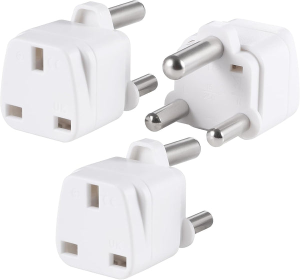 2-Pack UK to South Africa Plug Adapters South Africa Power Converter Grounded Universal Travel Adapter 3 Pin South Africa, Ghana, Bahrain, Mauritius etc International Type M Plug (White)