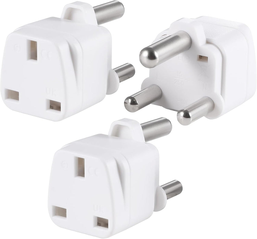 2-Pack UK to South Africa Plug Adapters South Africa Power Converter Grounded Universal Travel Adapter 3 Pin South Africa, Ghana, Bahrain, Mauritius etc International Type M Plug (White)