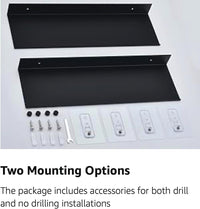 YUET Bathroom Shelf 2 Pack, Black Shower Caddy Wall Mounted Or Self Adhesive No Drill Waterproof, Metal Small Floating Shelves, Wall Storage Shelf for Living Room Bedroom Kitchen Floating Shelves 40CM