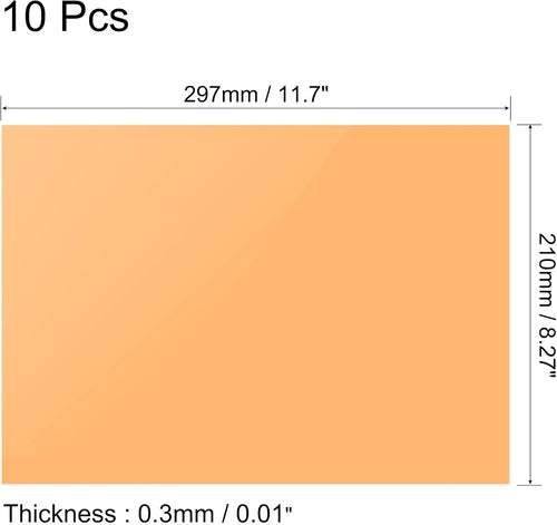 A4 Gel Light Filter Sheets 10Pcs Transparent Colour Correction â Orange 0.3mm