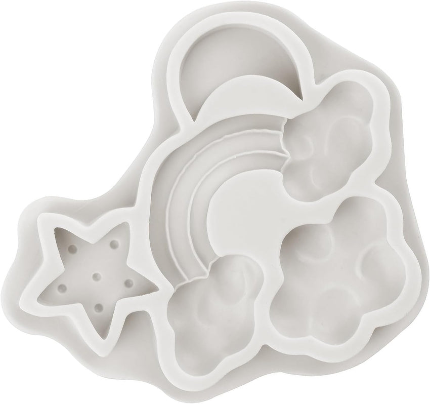 Silicone Rainbow Moulds Set of 3 Cloud Star Moon for Cake Decoration â Multi-colour