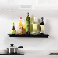 YUET Bathroom Shelf 2 Pack, Black Shower Caddy Wall Mounted Or Self Adhesive No Drill Waterproof, Metal Small Floating Shelves, Wall Storage Shelf for Living Room Bedroom Kitchen Floating Shelves 40CM