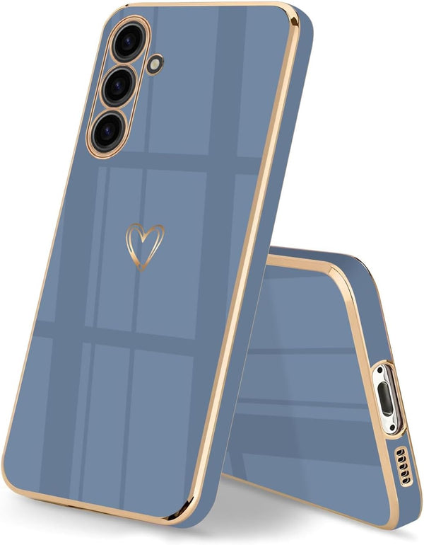 HopMore Case for Samsung Galaxy A16 4G / 5G Phone Case with Cute Heart Pattern Design, Soft Silicone Slim Phone Case for Samsung A16 Case, Flexible TPU Thin Shockproof Cover for Galaxy A16, Blue