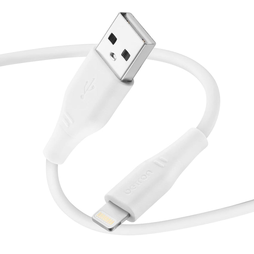Betron USB to Flat Cable Compatible with iPhone, 1 Metre, White