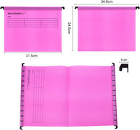 Srvnpioy A4 Suspension Files with Tabs and Card Inserts for Filing Cabinets (Pack of 12, Pink) Polypropylene A4 Hanging Filing Storage Folders for Office Home School