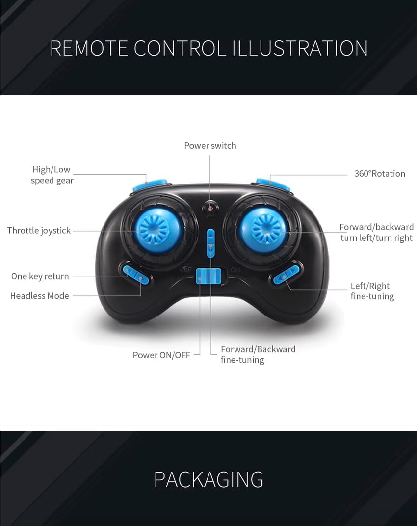 Mini Drone 360Â° Flip & Roll One-Button Return Home Lightweight Indoor â Blue