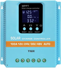 MPPT Solar Charge Controller 100A 12V 24V 36V 48V LCD Display Dual USB Battery Regulator