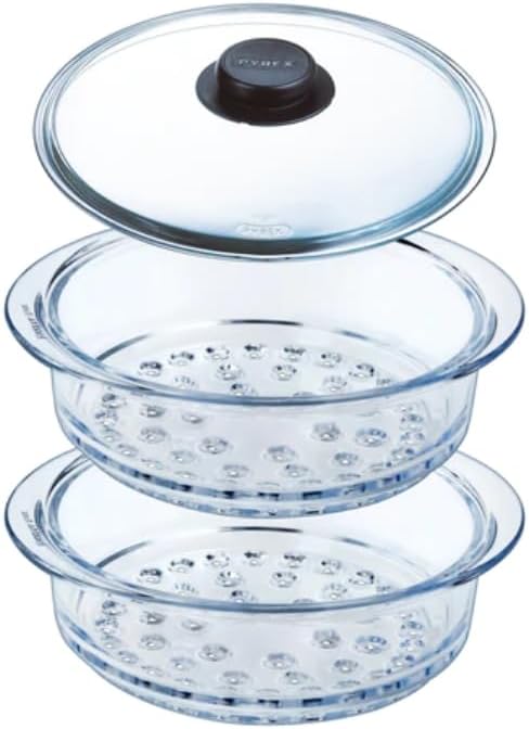 Pyrex Double Steam Basket with Lid ÃÂÃÂ¢ÃÂÃÂÃÂÃÂ 20cm Borosilicate Glass