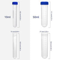 Centrifuge Tubes Plastic Round Bottom with Caps 10/50ml 100pcs