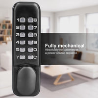 Pin Door Lock, Mechanical Combination Lock, Chrome Latch Keyless Entry, Anti Theft Codes Deadbolt Lock for Bidirectional Gate Glass Door