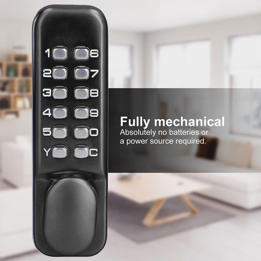 Pin Door Lock, Mechanical Combination Lock, Chrome Latch Keyless Entry, Anti Theft Codes Deadbolt Lock for Bidirectional Gate Glass Door