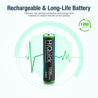 HiQuick 16 x AAA Batteries, Rechargeable 1100mAh Ni-MH Battery High Capacity Performance 1200 Tech 1.2V NiMH AAA Rechargeable Battery | 1.2V Triple A Battery, Pre-charged, Recycled, High-Capacity, Low Self Discharge,Ideal for Remotes Toys Clocks Cameras