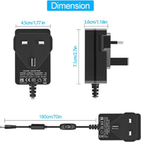 12V Power Cord for Audio Technica Turntable | for Audio-Technica AT-LP60X AT-LP60X-BK AT-LP60X-BW AT-LP60XBT-RD AT-LP120XUSB-BK Direct-Drive Turntable Record Player