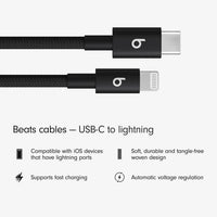 Beats USB-C to Lightning Woven Cable, Fast Charging, Durable/Tangle-Free, Compatible Charger for Apple Devices w Lightning Ports (1.5 m) - Bolt Black