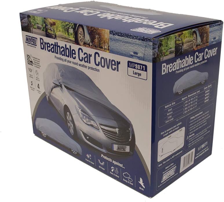 Maypole Breathable Full Cover for Large Cars Water Resistant, Grey