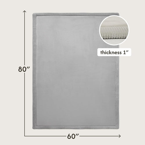 Premium Large Coral Velvet Baby Play Mat 200x150x2.5cm, Grey High-Density Memory Foam Area Rug Stylish Playmat for Floor with Non-Slip Backing for Crawling, Soft Play & Tummy Time - Easy Care Rug