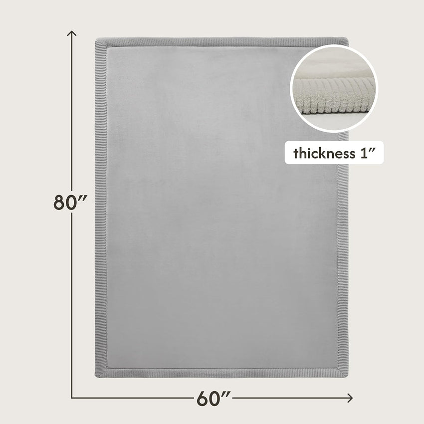 Premium Large Coral Velvet Baby Play Mat 200x150x2.5cm, Grey High-Density Memory Foam Area Rug Stylish Playmat for Floor with Non-Slip Backing for Crawling, Soft Play & Tummy Time - Easy Care Rug