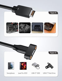GRAUGEAR 20Gbps USB 3.2 Gen 2x2 USB-C Front Panel Adapter, Motherboard Header Extension Cable, USB-C Female to 20-pin USB Type-E A-Key Male Connector with PCIe Bracket, 19.6 in [G-AD-ETC-10G]
