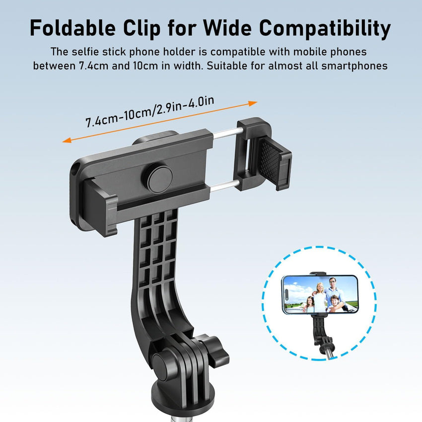 POWOMAO Selfie Stick Tripod with Fill Light,125cm Portable Telescopic Selfie Stick with Detachable Remote Control and Stable Tripod for iPhone/Samsung/Huawei/Smartphones