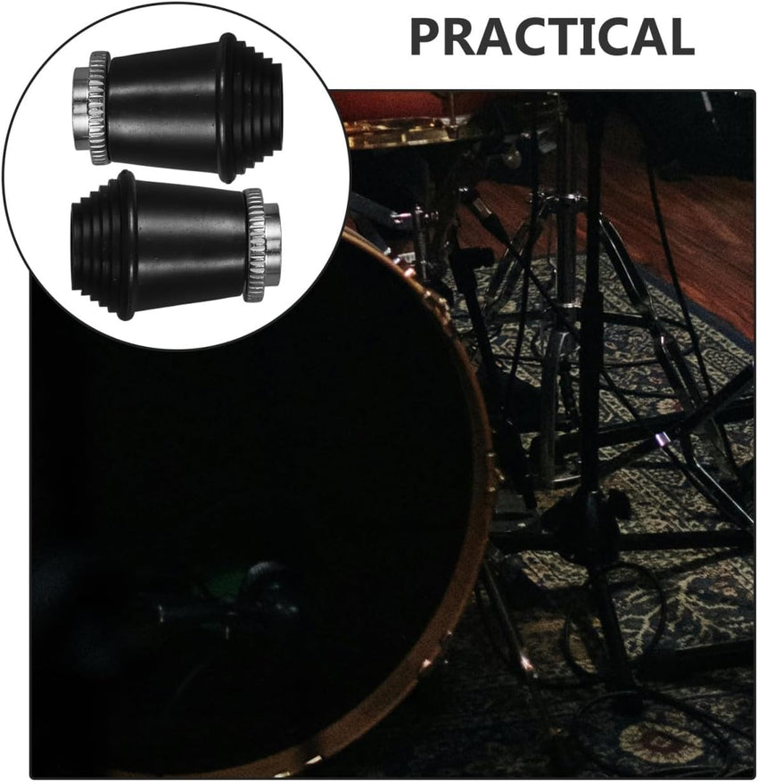 Veemoon 2pcs Bass Drum Spur Feet, Threaded Rubber Feet Non-Slip Leg Cover Percussion Accessories Durable Foot Pads for Bass and Tom Drum Leg Protection Enhance Stability and Performance
