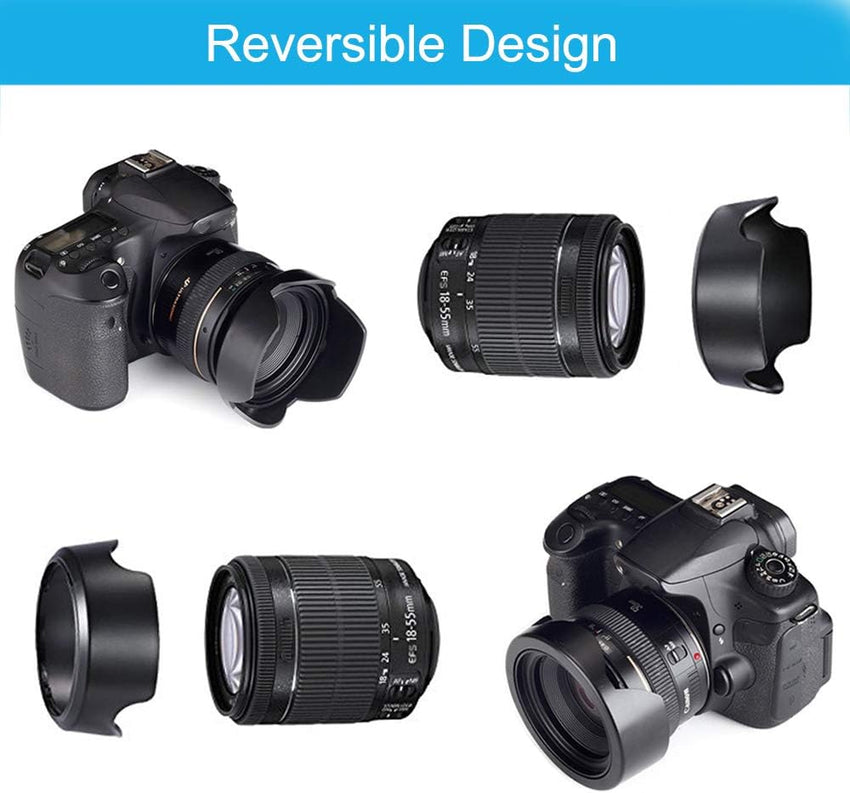 Veatree 52mm Lens Hood Set, Collapsible Rubber Lens Hood with Filter Thread + Reversible Tulip Flower Lens Hood + Center Pinch Lens Cap + Microfiber Lens Cleaning Cloth