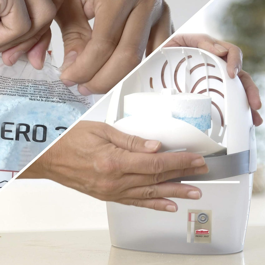UniBond AERO 360Â° Moisture Absorber Waterfall Freshness Refill Tab, Aromatherapy, Ultra-Absorbent and Odour-Neutralising, for AERO 360Â° Dehumidifier, Condensation Absorbers, Four Pack (4 x 450g)
