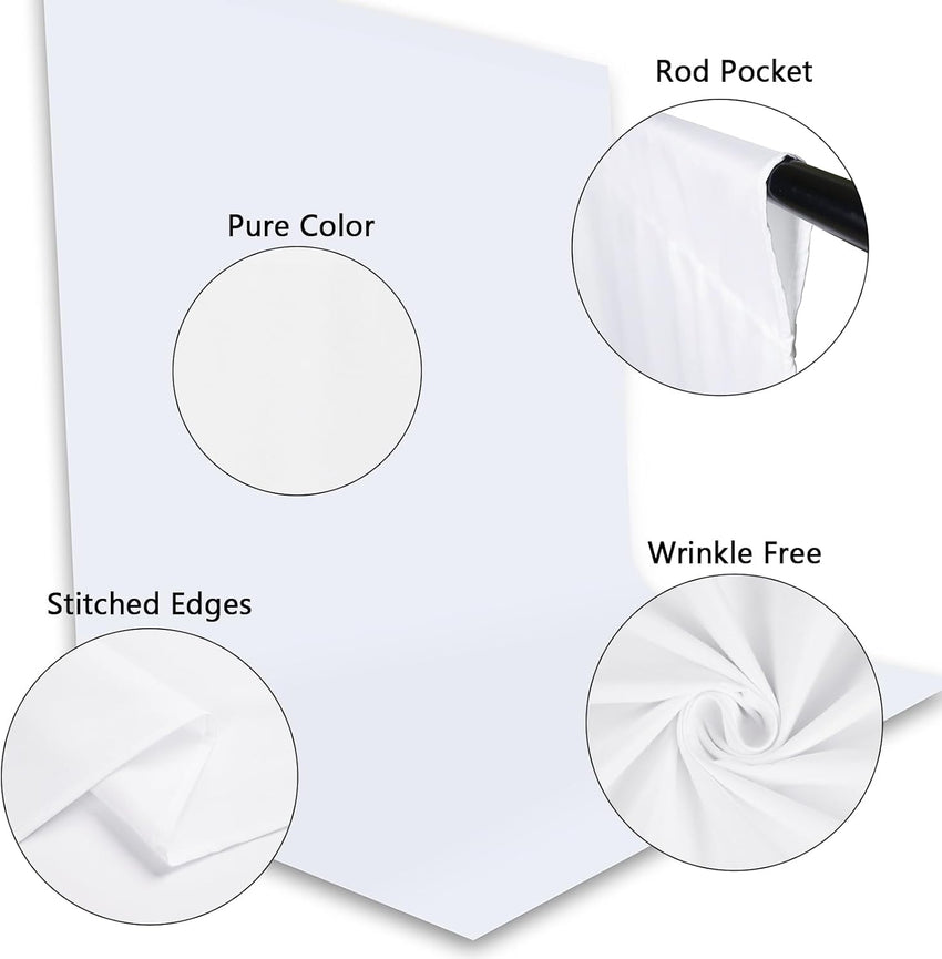 Zdada White Backdrop Screen Background,10x10ft/3x3M Collapsible Background Photography,Washable Polyester Photography Backdrop for Photo Studio, Live Streaming, Zoom Meeting, Gaming