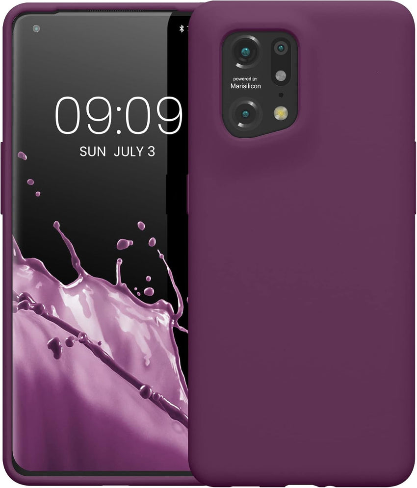kwmobile Case Compatible with Oppo Find X5 (5G) Case - TPU Silicone Phone Cover with Soft Finish - Bordeaux Violet