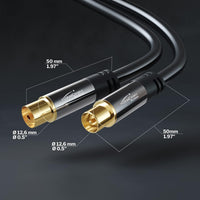 KabelDirekt 1m Coaxial Aerial/Antenna Cable (Male to Female, 75 Ohm, for TV, HDTV, radio, DVB-T2, DVB-C, DVB-S) PRO Series - Black