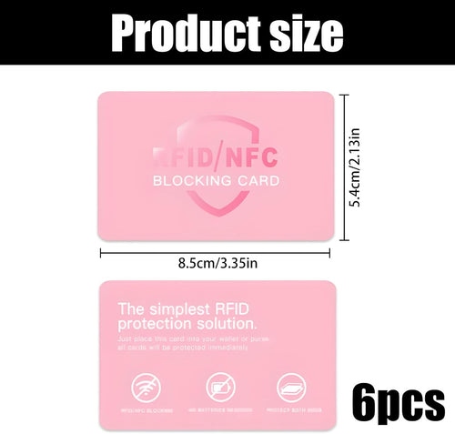 RFID Blocking Card Set Contactless Card Protector Anti-Theft NFC Blocker 6-Pack â Pink