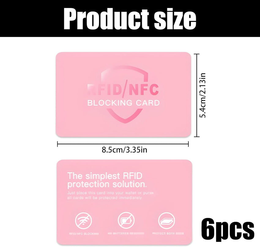 RFID Blocking Card Set Contactless Card Protector Anti-Theft NFC Blocker 6-Pack â Pink