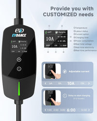 EV Charger Cable Type 2 to 3 Pin Plug 10m Adjustable Current Portable Charger â Black