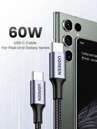 UGREEN USB C to USB-C Charger Cable 60W Type C to C Lead Fast Charging Compatible With iPhone Air/17/16 Pro Max, Galaxy S25 Ultra, Pixel 9, iPad Pro 2024/Air 5, MacBook Pro (0.5M)