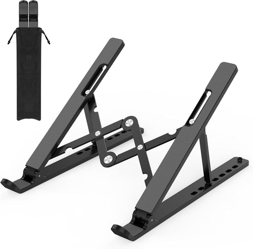 Nayka Adjustable Laptop Stand, Portable Laptop Riser for Desk, ABS+Silicone Laptop Holder, Foldable Ventilated Cooling Notebook Stand for 10-15.6" Laptops,Tablets
