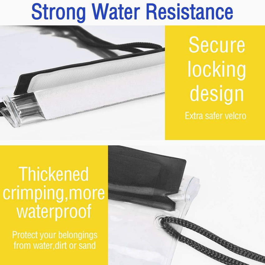 Clear Waterproof Pouch Bag, [4 Pack] Waterproof Bags Large Size Set, Waterproof Case Dry Bag for Beach/Swim/Boating/Kayaking/Hiking/Protect Phone/Camera/Cash/Document - Black