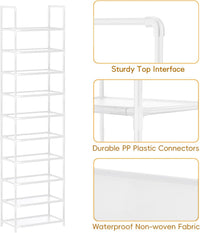 barsone Shoe Rack 10 Tier Tall Shoe Racks Storage,20-25 Pairs shoe storage Metal Shoe Shelf, Stackable Shoe Stand Organizer for Narrow Space Closet Entryway Hallway