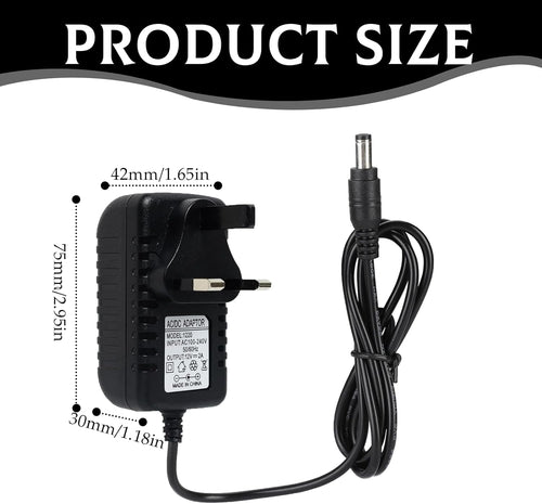 Universal 12V 2A Power Supply, DC/AC Adapter 100-240V 50/60Hz, 5.5mm x 2.1mm Plug, AC Adapter Is Suitable for LED Light Strips, Routers and Other Devices