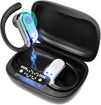 ELECGO Sport Wireless Earbuds with Earhooks, Bluetooth 5.4 Headphones with ENC and AI Noise Cancellation, Hi-Fi Audio 60H Dual LED Display, IP7 Waterproof for Sports, Compatible All Cell Phone/PC