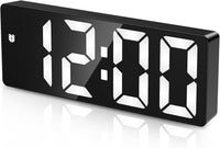 OQIMAX Digital Alarm Clock INCLUDING BATTERIES, 6.5" Large Display Alarm Clocks Bedside, Type-C/Battery Powered Digital Clocks Bedside with Snooze, Date, Alarm Clock with 5 Levels Brightness, DST Function, for Bedroom