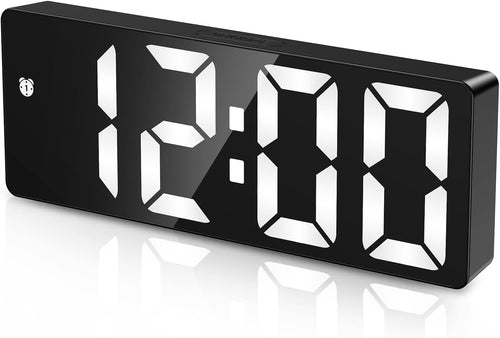 OQIMAX Digital Alarm Clock INCLUDING BATTERIES, 6.5" Large Display Alarm Clocks Bedside, Type-C/Battery Powered Digital Clocks Bedside with Snooze, Date, Alarm Clock with 5 Levels Brightness, DST Function, for Bedroom
